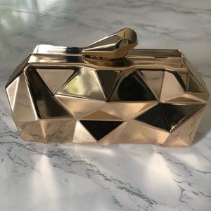 Women’s hard case metal purse clutch black velvet lined